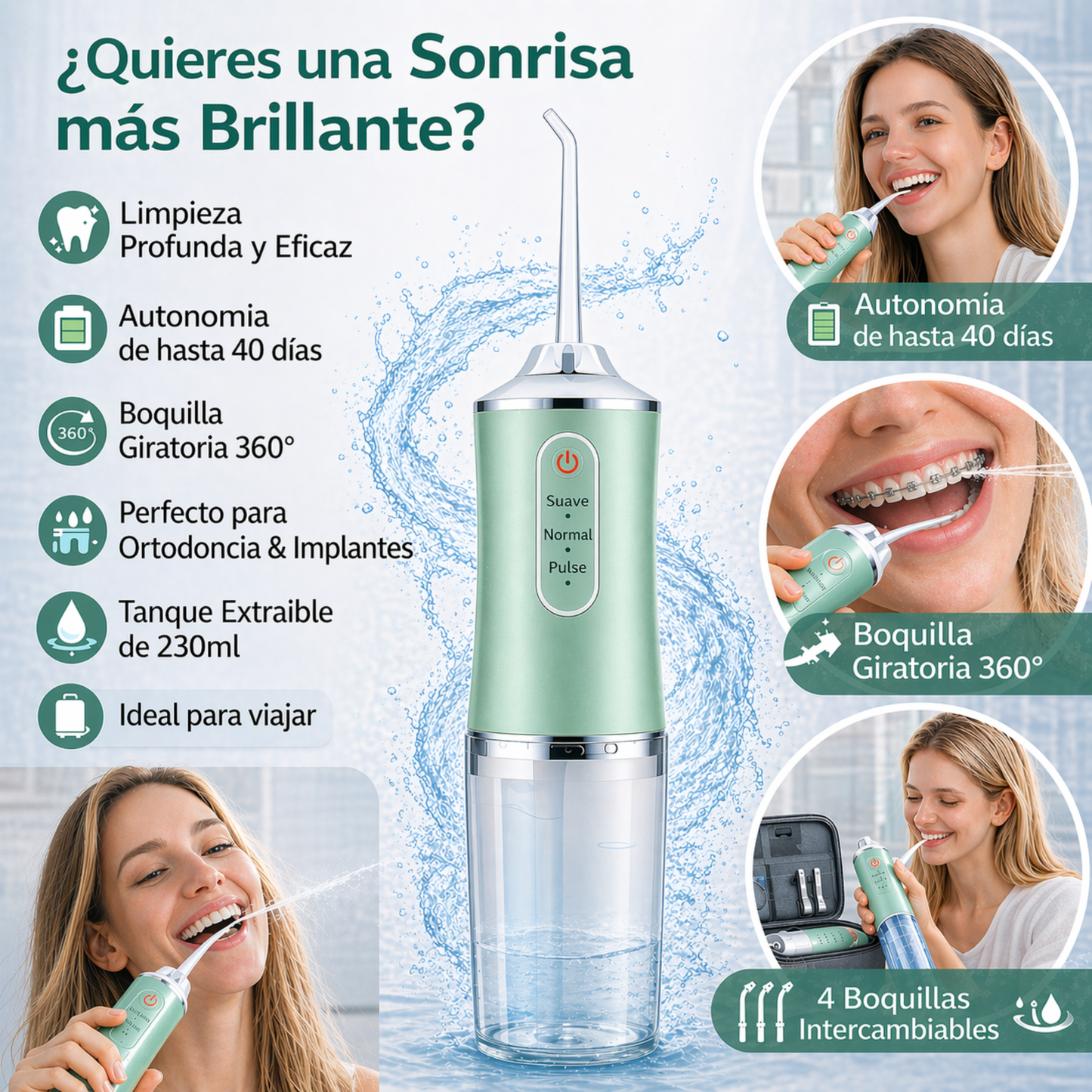 Irrigador Bucal Eléctrico Portátil